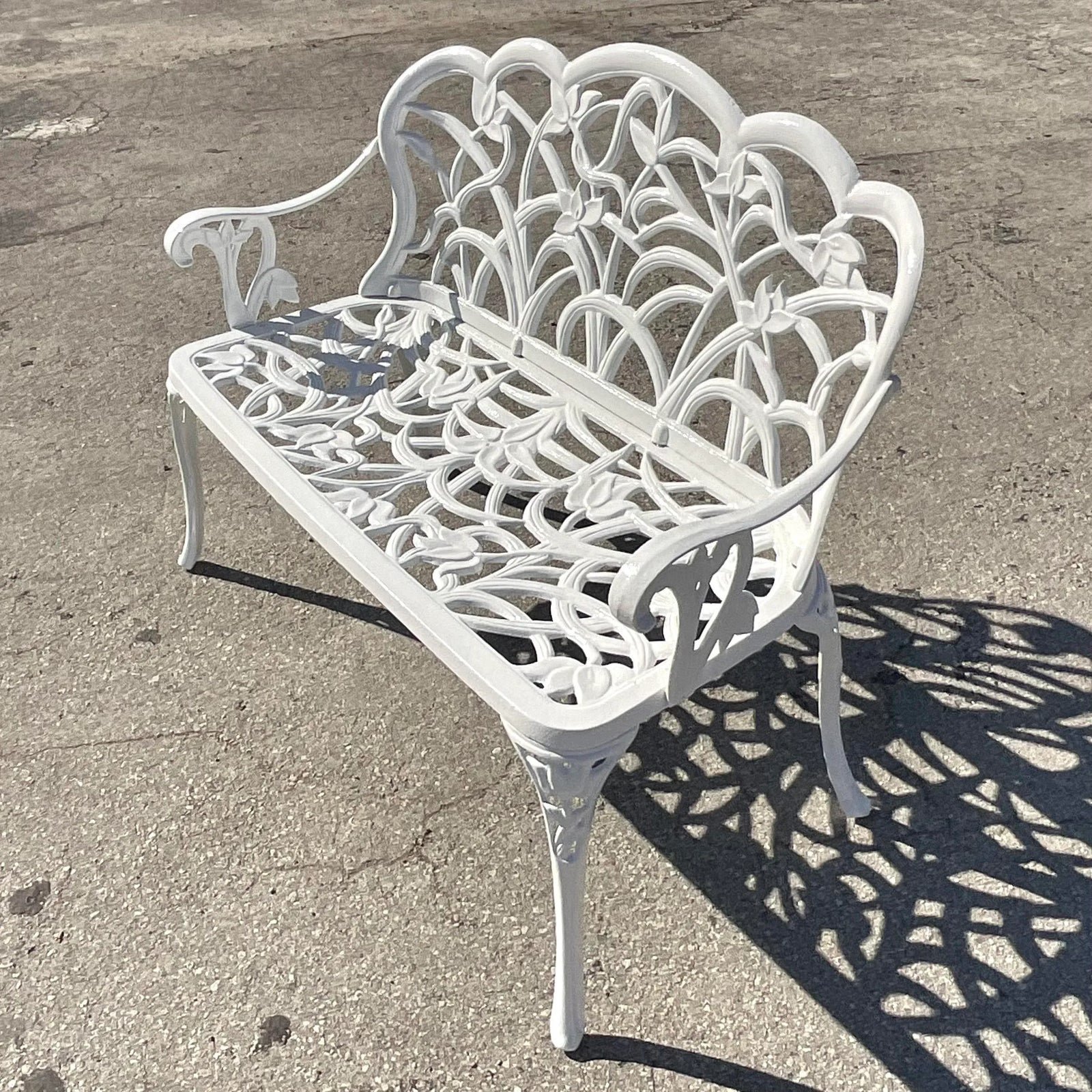 Vintage Coastal Cast Aluminum Settee - Top view