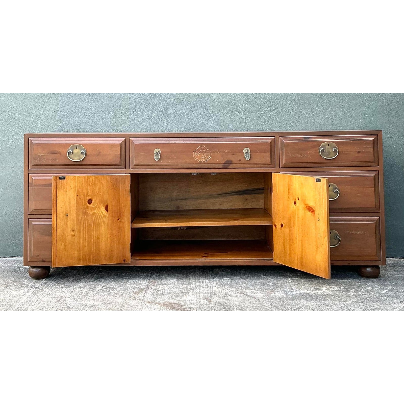 Vintage Henredon Pine Credenza - Back view