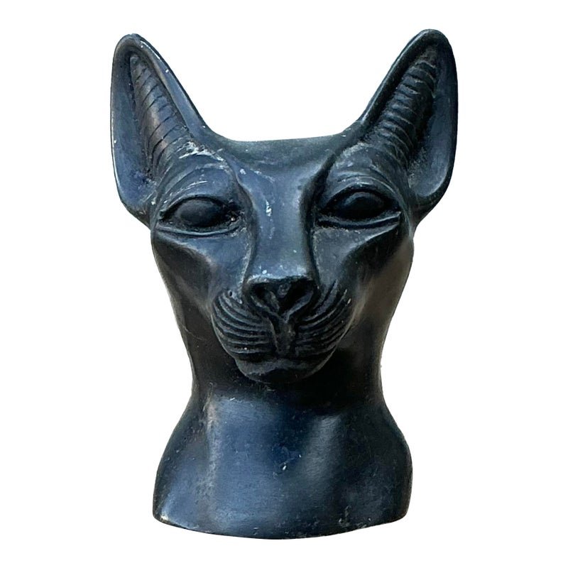 Vintage Metal Cat Head Paperweight
