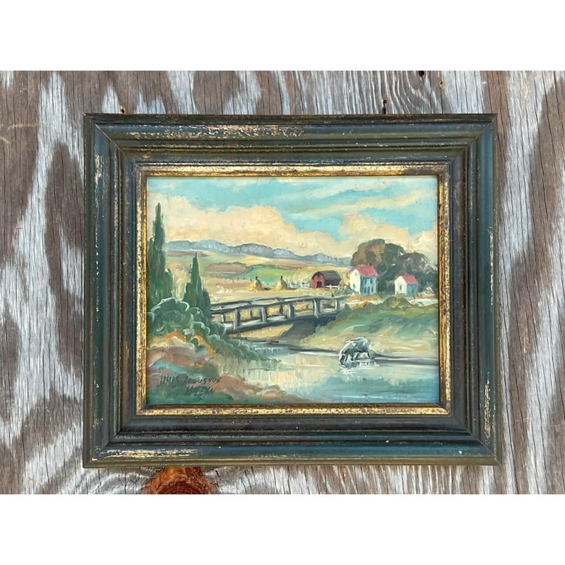 Vintage Boho Original Oil Painting Signed James Augustus McLean - Side view