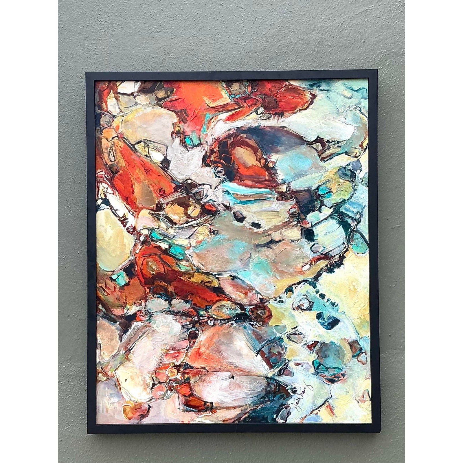 Vintage Original Abstract Oil Painting on Board - Back view