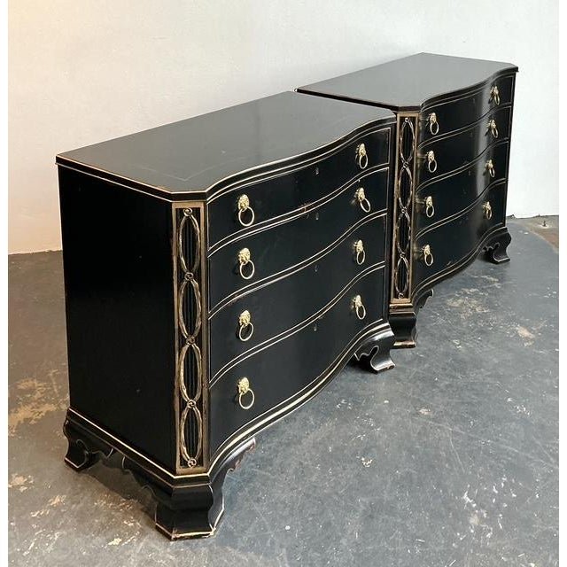 Vintage Hickory Chair Bow Front Chippendale Chest of Drawers - A Pair - Top view
