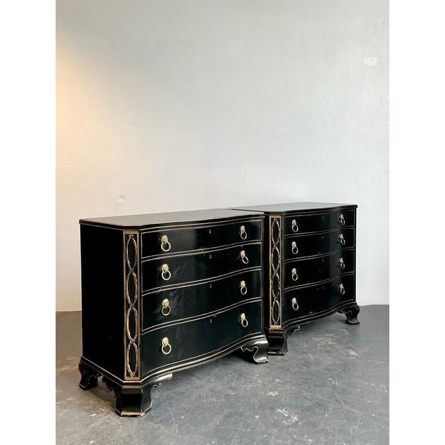 Vintage Hickory Chair Bow Front Chippendale Chest of Drawers - A Pair - Back view