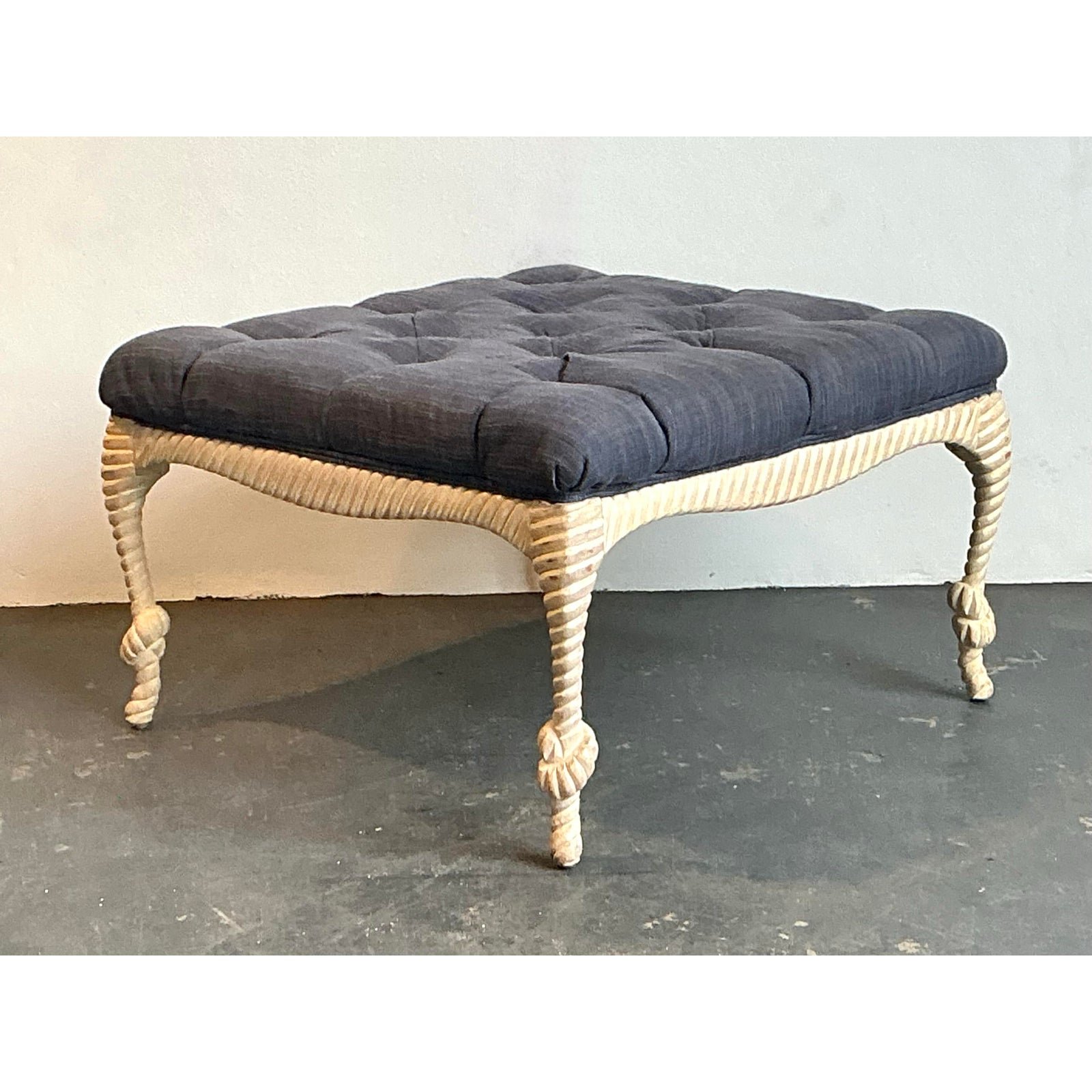 Vintage Rope and Knot Ottoman - Side view