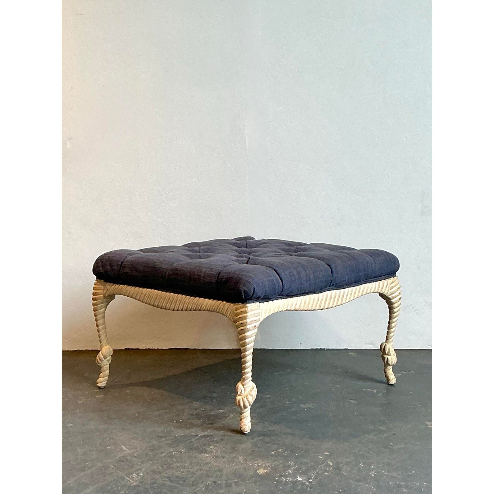 Vintage Rope and Knot Ottoman - Back view