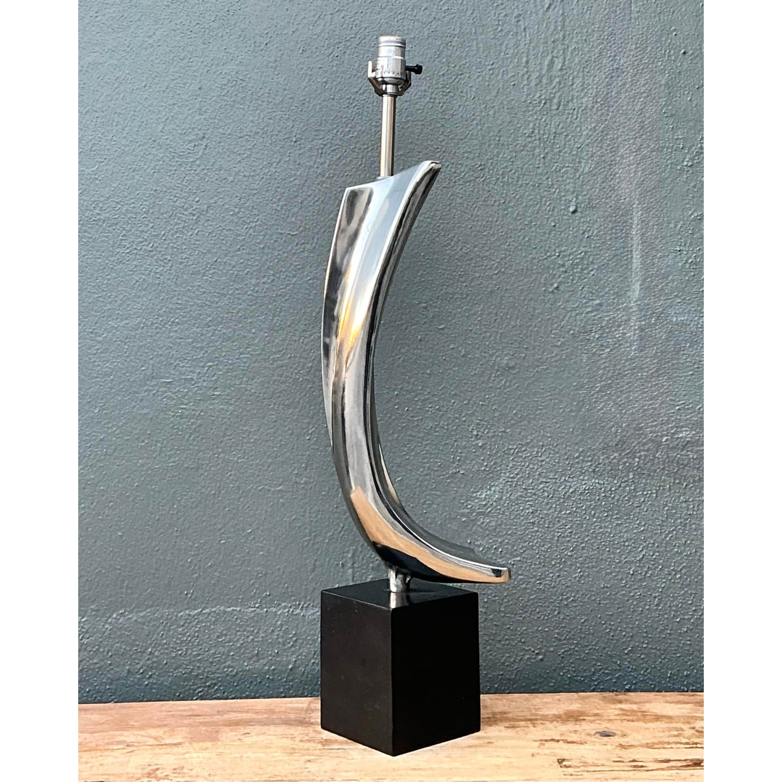 Vintage MCM Weiss and Barr for Laurel Lamp Company Chrome Sculptural Lamp - Top view