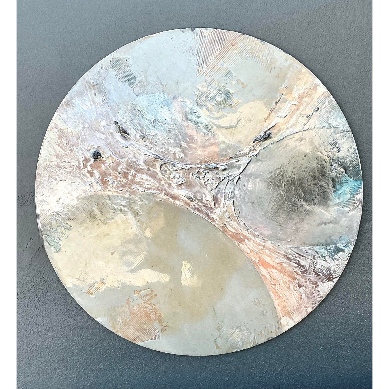 Vintage Monumental Mixed Media Disc Wall Sculpture - Detail view