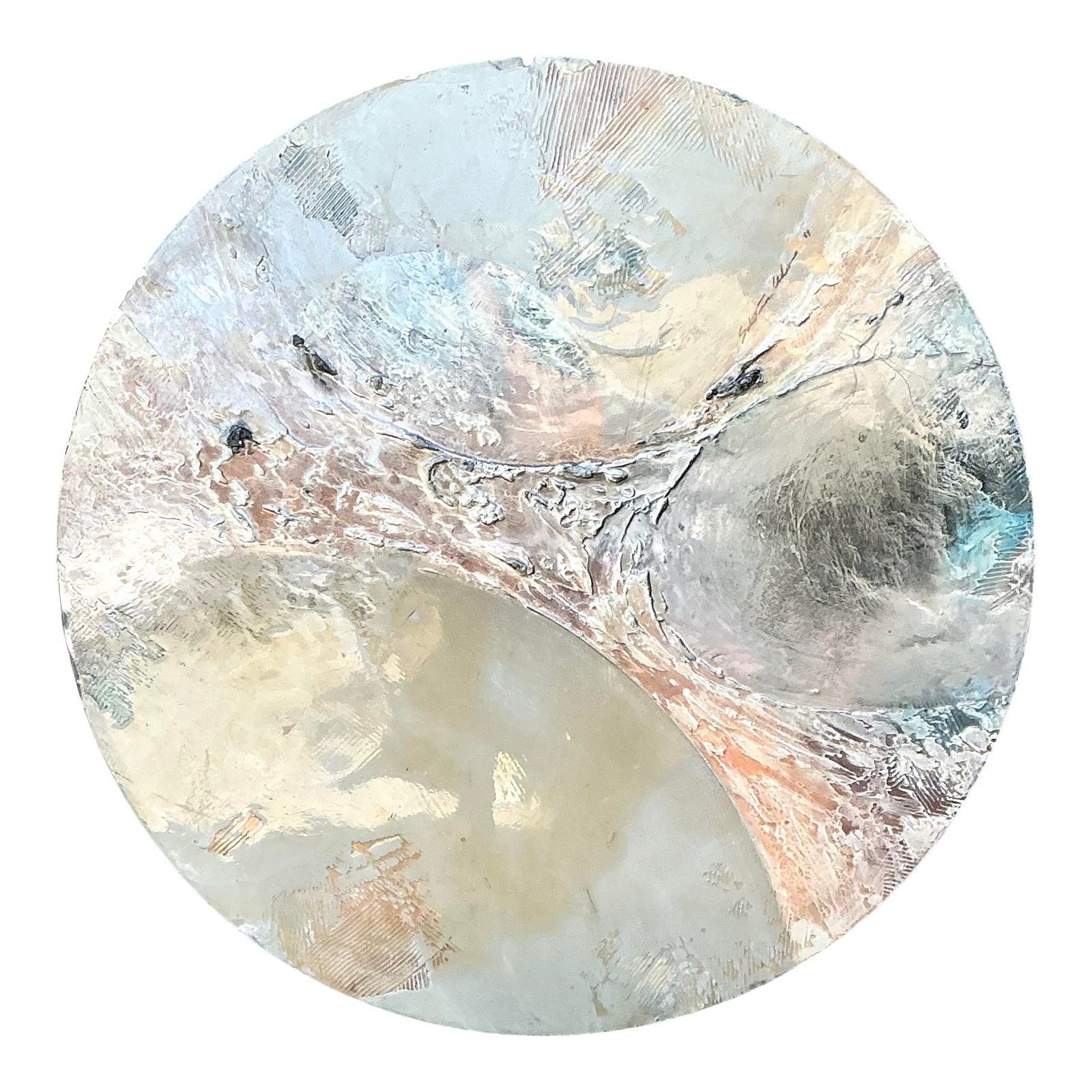 Vintage Monumental Mixed Media Disc Wall Sculpture