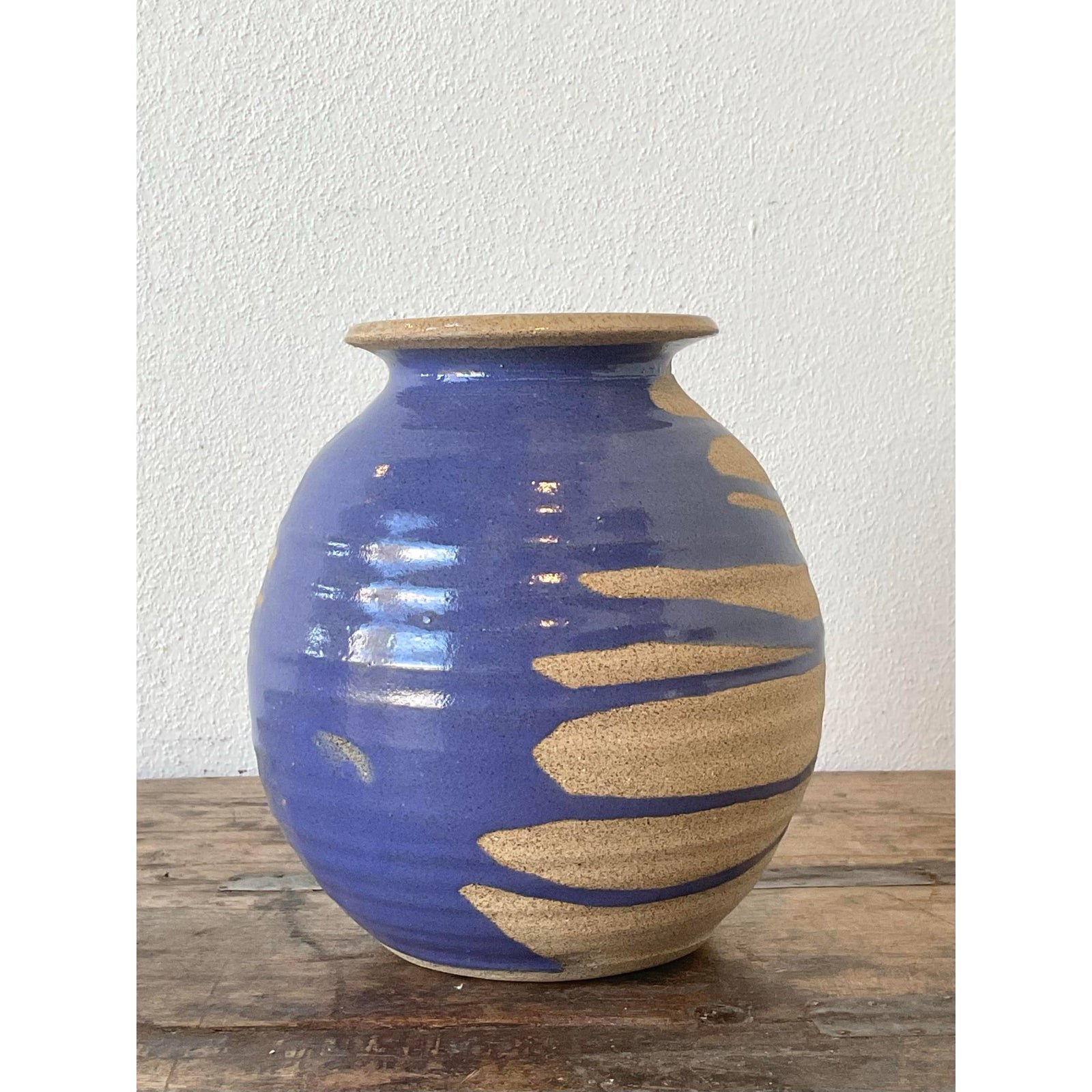 Vintage Original Studio Pottery Drip Glaze Vase - Detail view