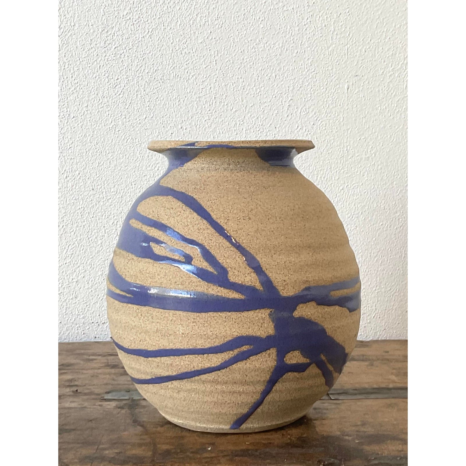 Vintage Original Studio Pottery Drip Glaze Vase - Back view