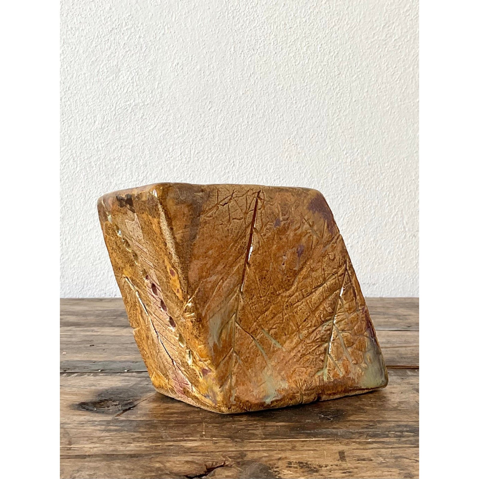 Vintage Original Studio Pottery Block Sculpture - Side view