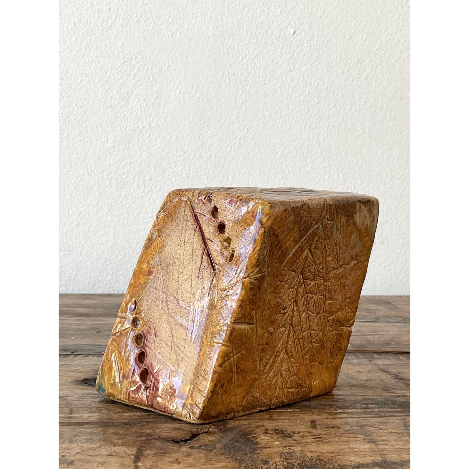 Vintage Original Studio Pottery Block Sculpture - Top view