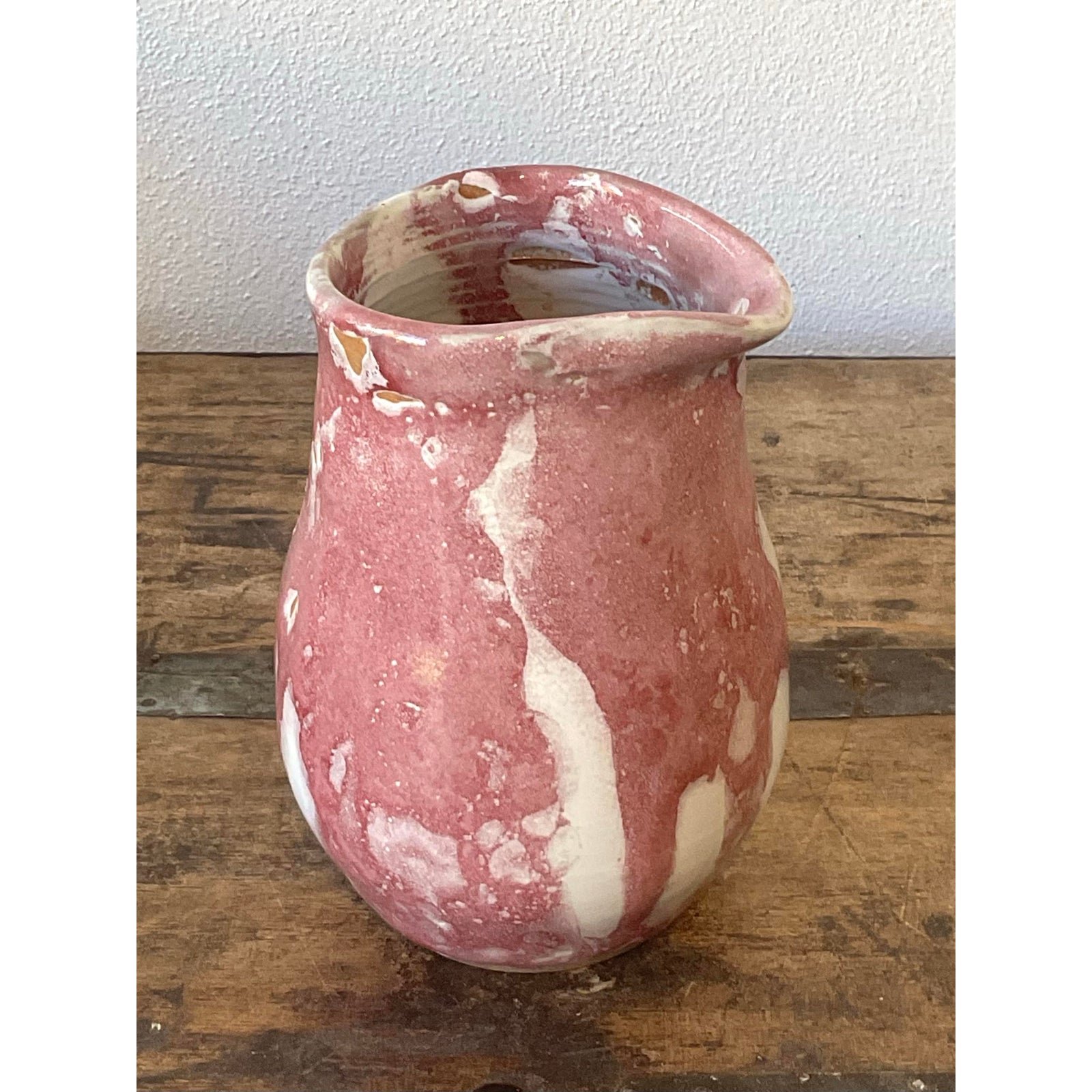 Vintage Original Studio Pottery Drip Glaze Vase - Top view