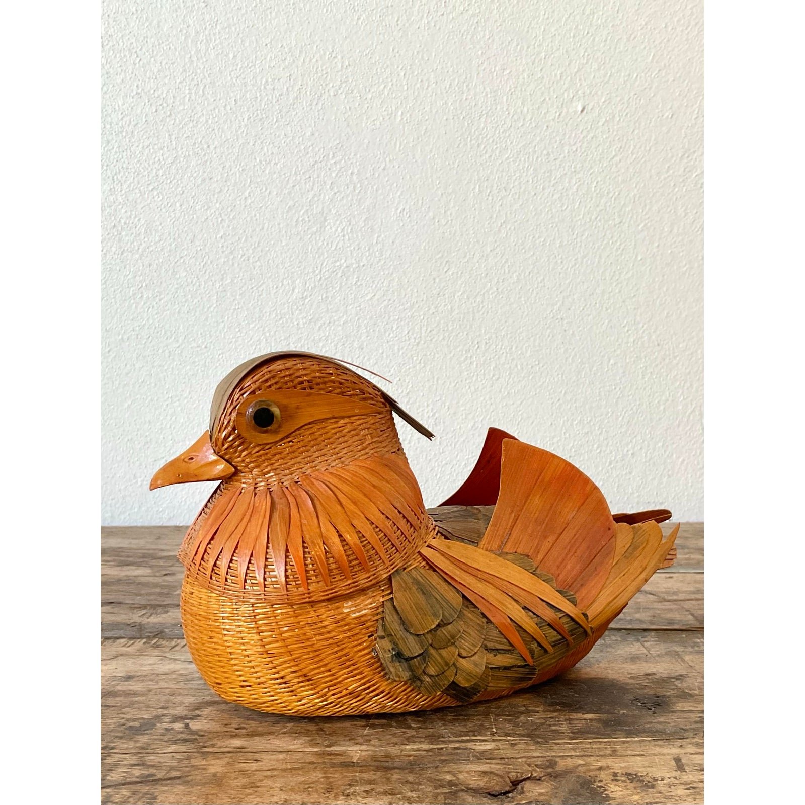 Vintage Shanghai Handicrafts Rattan Bird - Side view