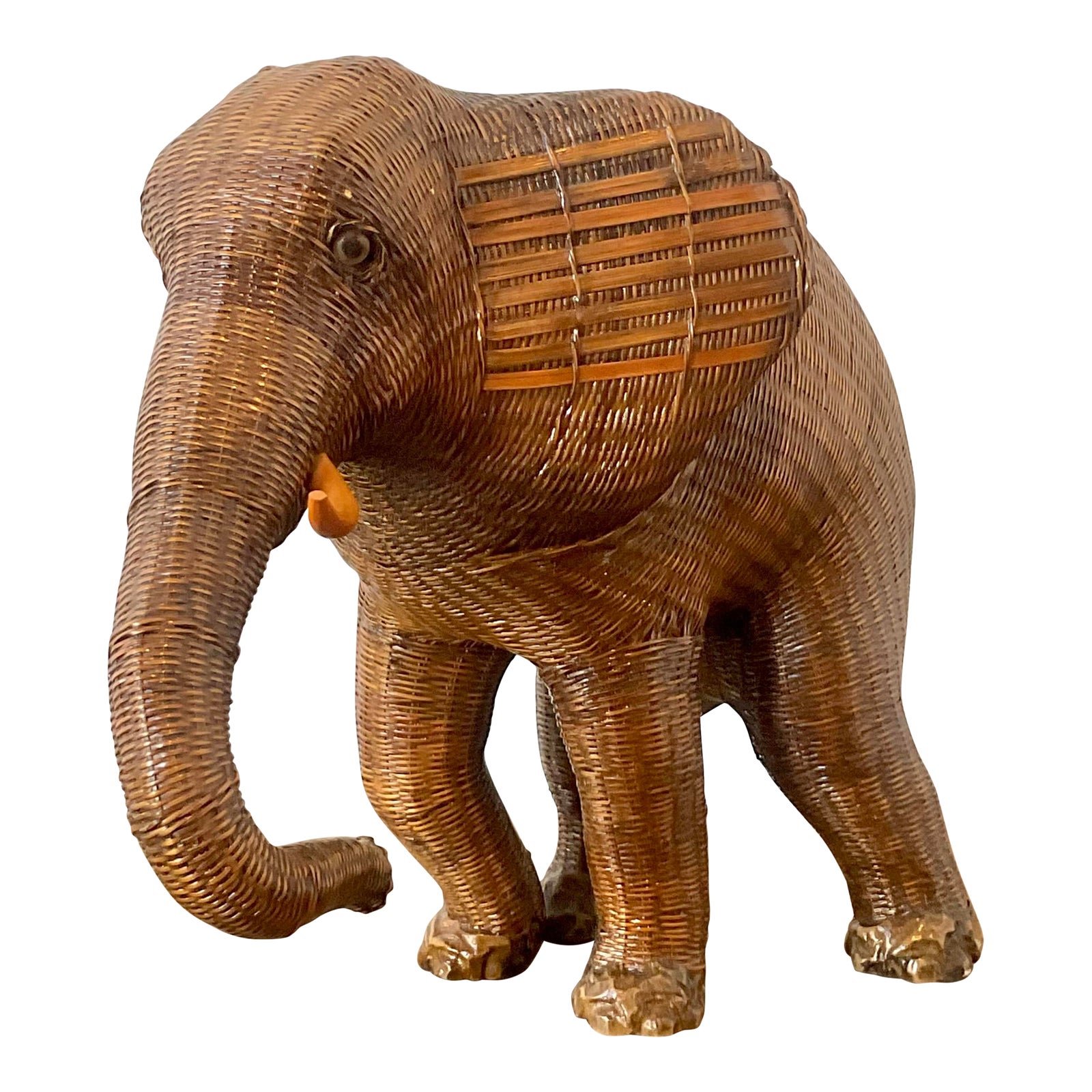 Vintage Shanghai Handicrafts Elephant Basket