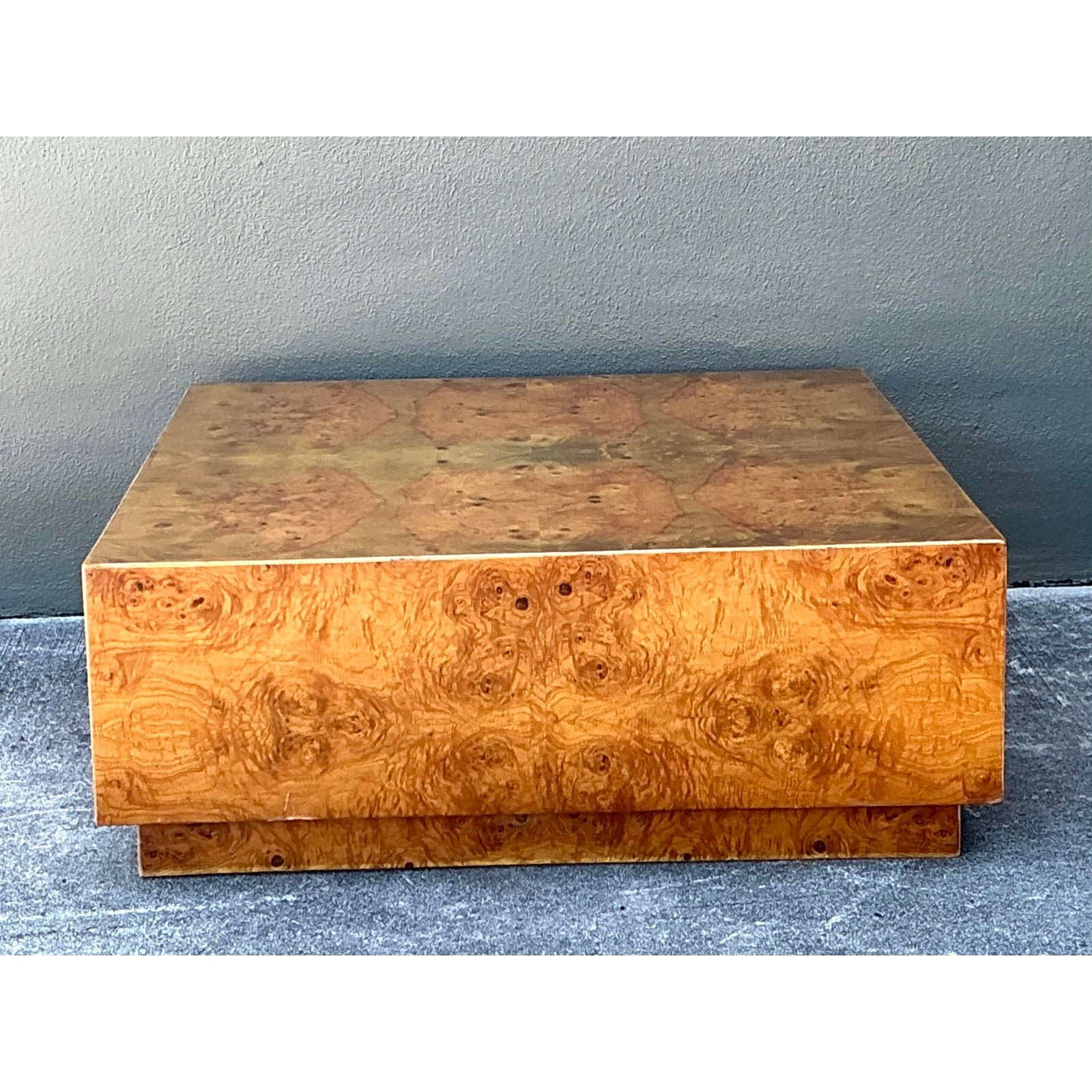 Vintage Book Matched Burl Wood Coffee Table - Top view