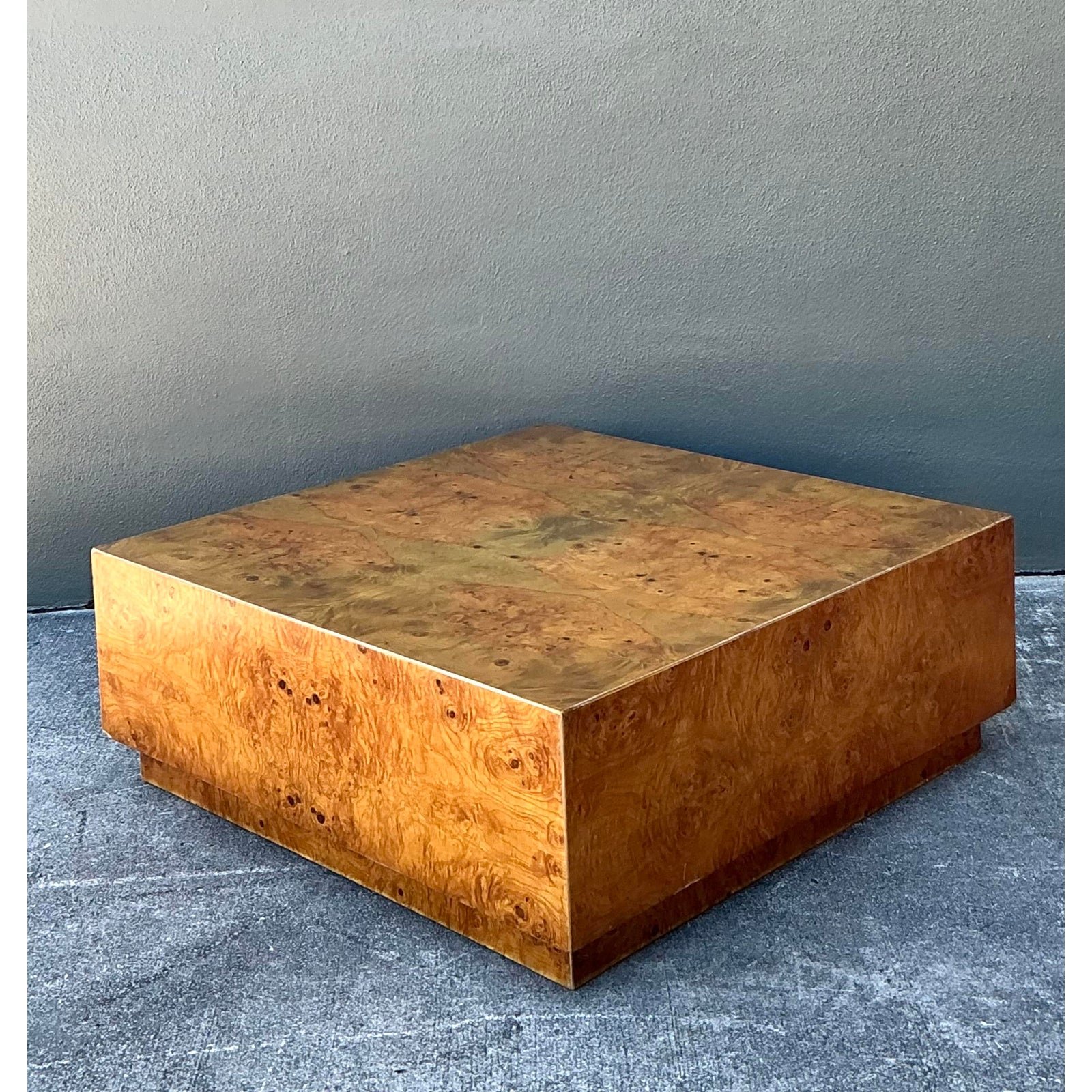 Vintage Book Matched Burl Wood Coffee Table - Back view