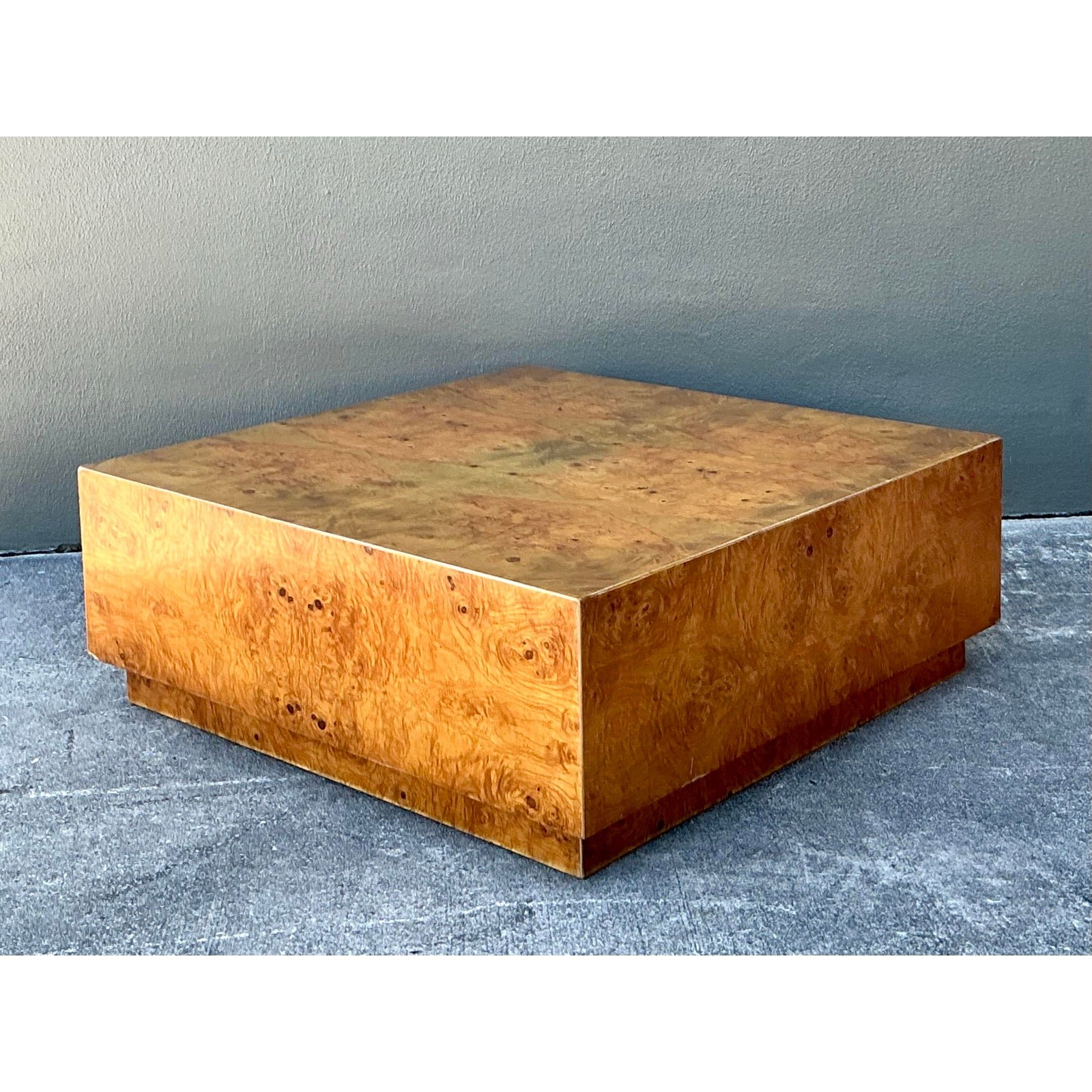Vintage Book Matched Burl Wood Coffee Table - Side view