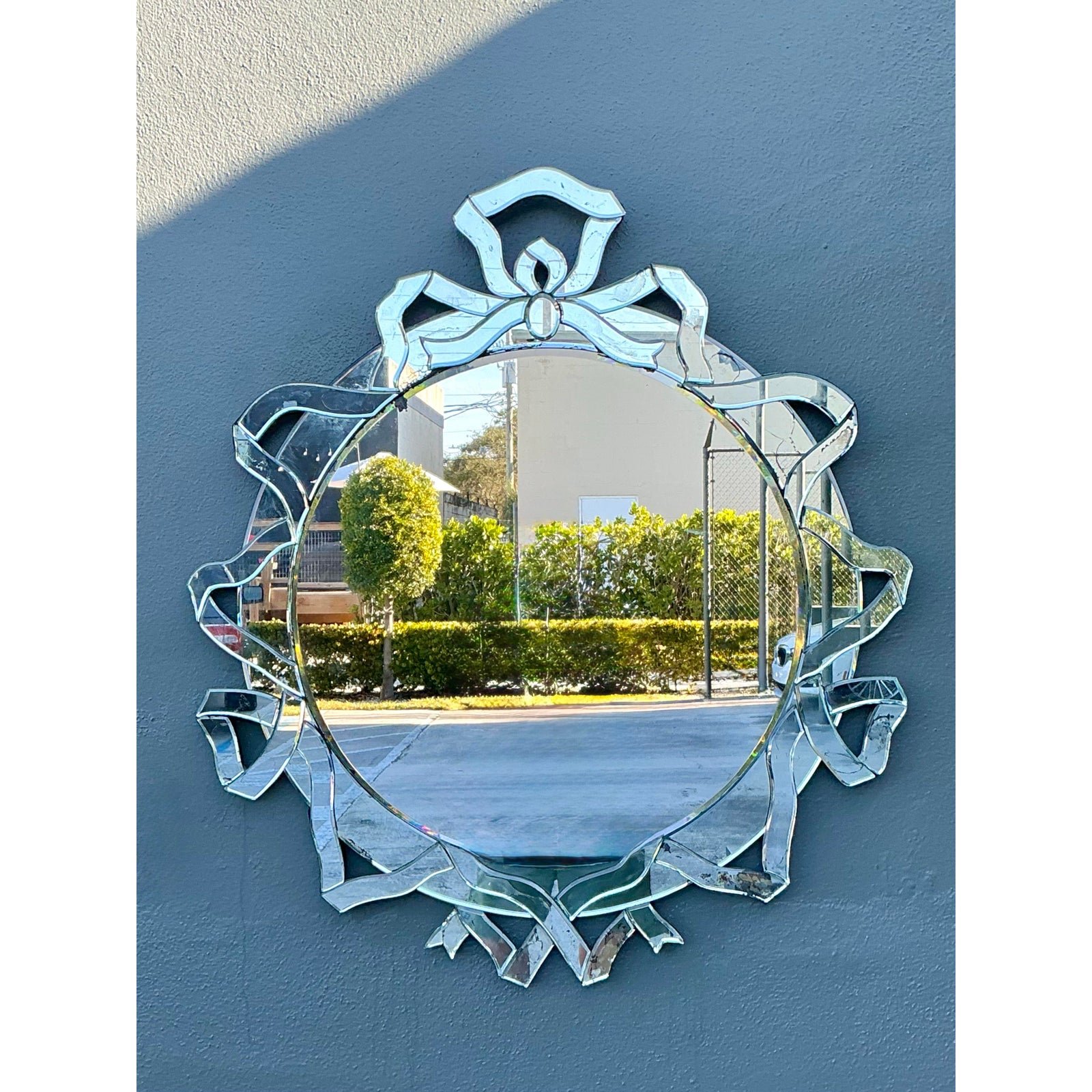 Vintage Patinated Venetian Ribbon Mirror - Back view