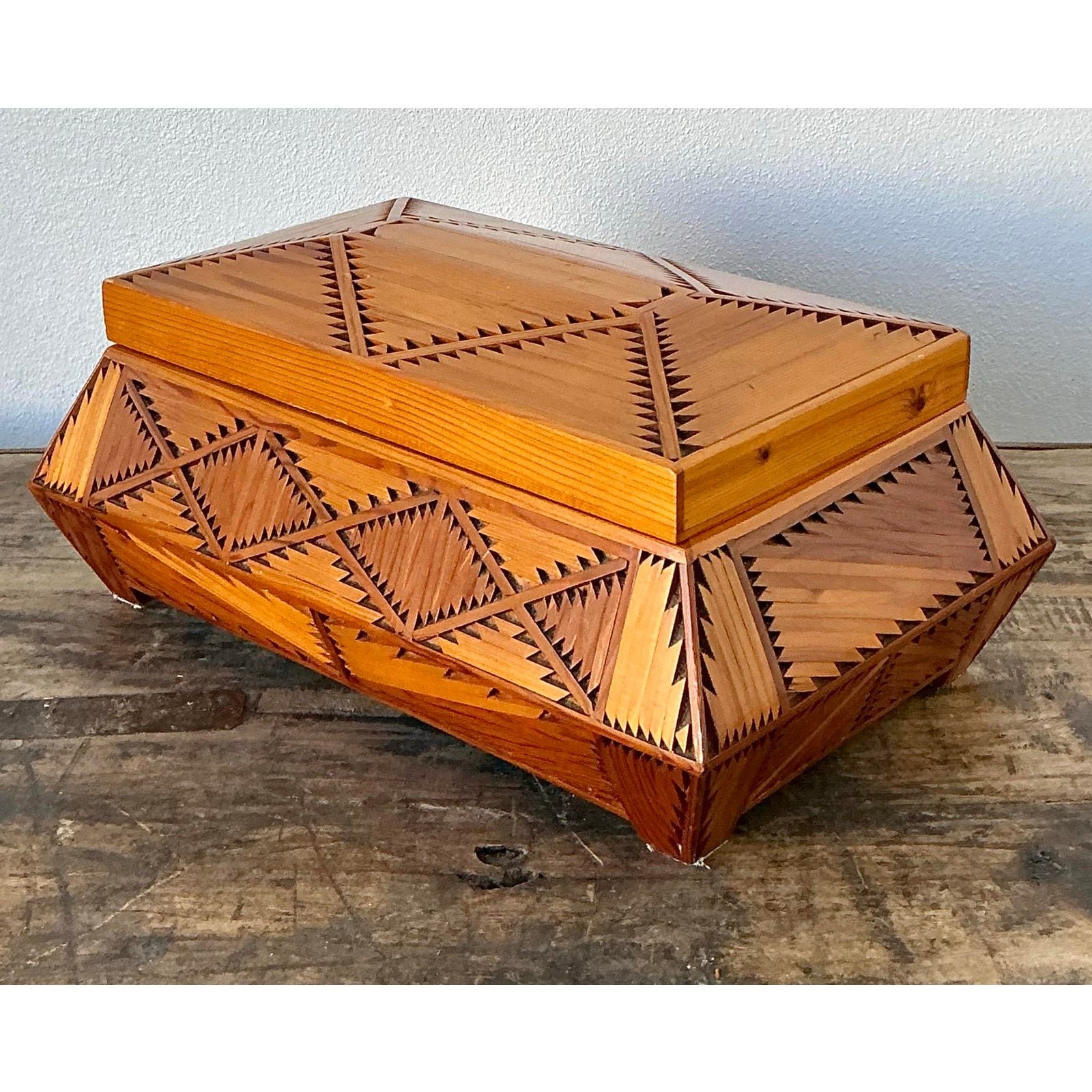 Vintage Hand Made Wood Box - Detail view