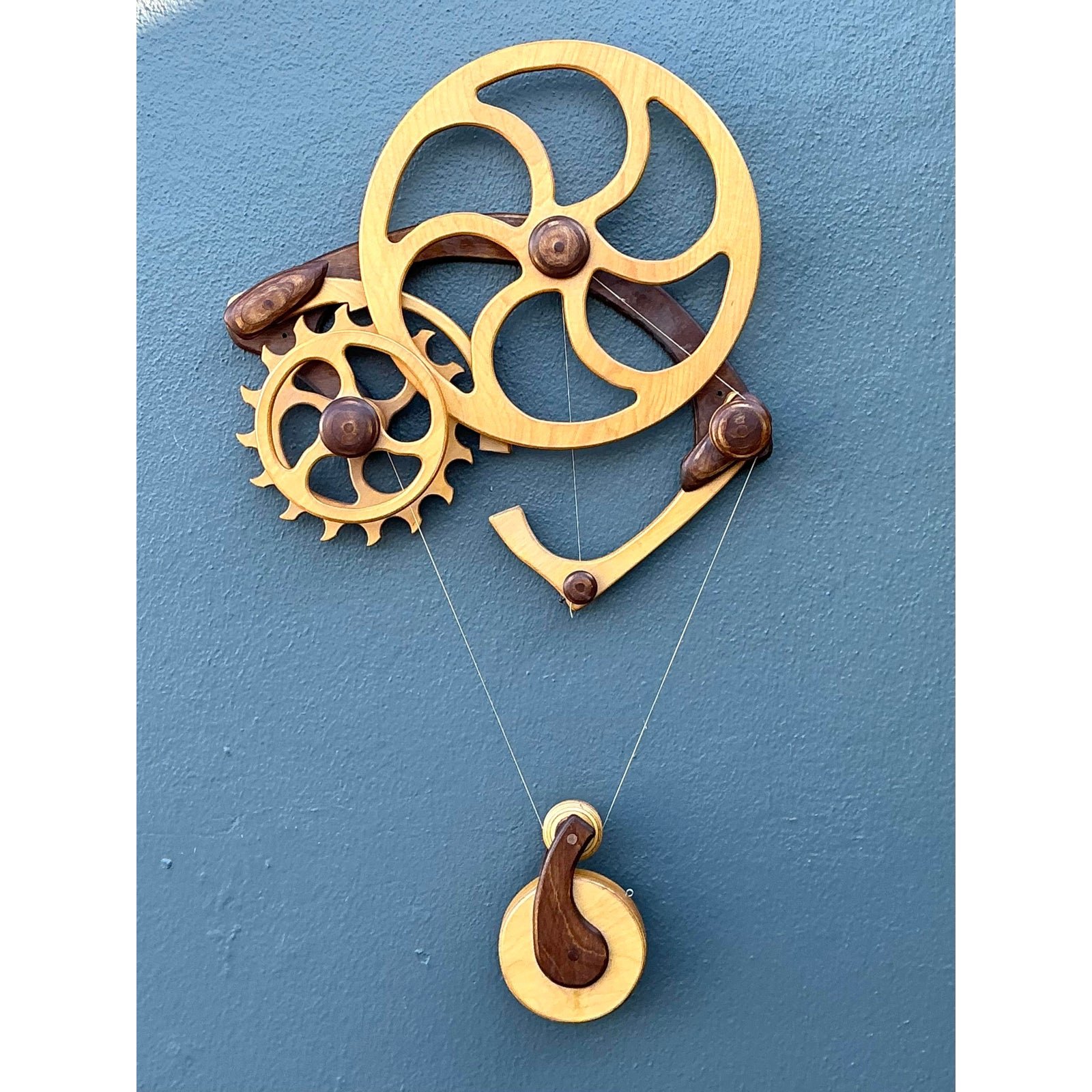 Vintage Hand Made Kinetic Wood Wall Sculpture - Back view