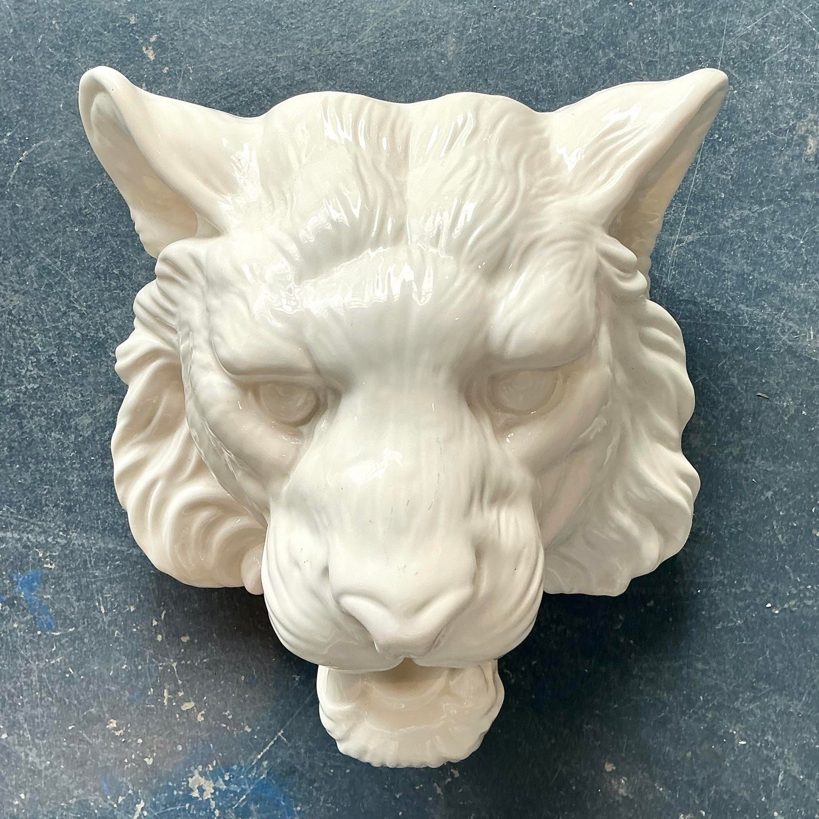 Vintage Fitz and Floyd Tiger Head Wall Pocket - Detail view