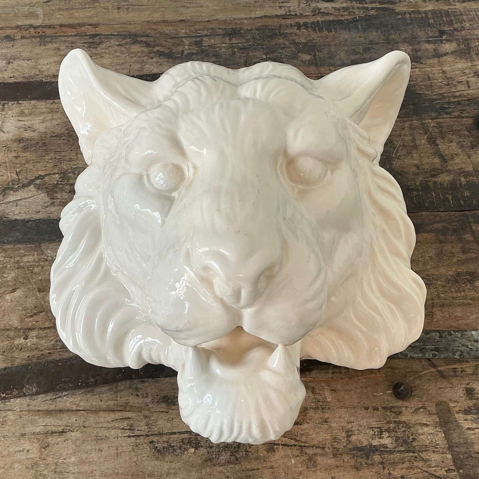 Vintage Fitz and Floyd Tiger Head Wall Pocket - Back view