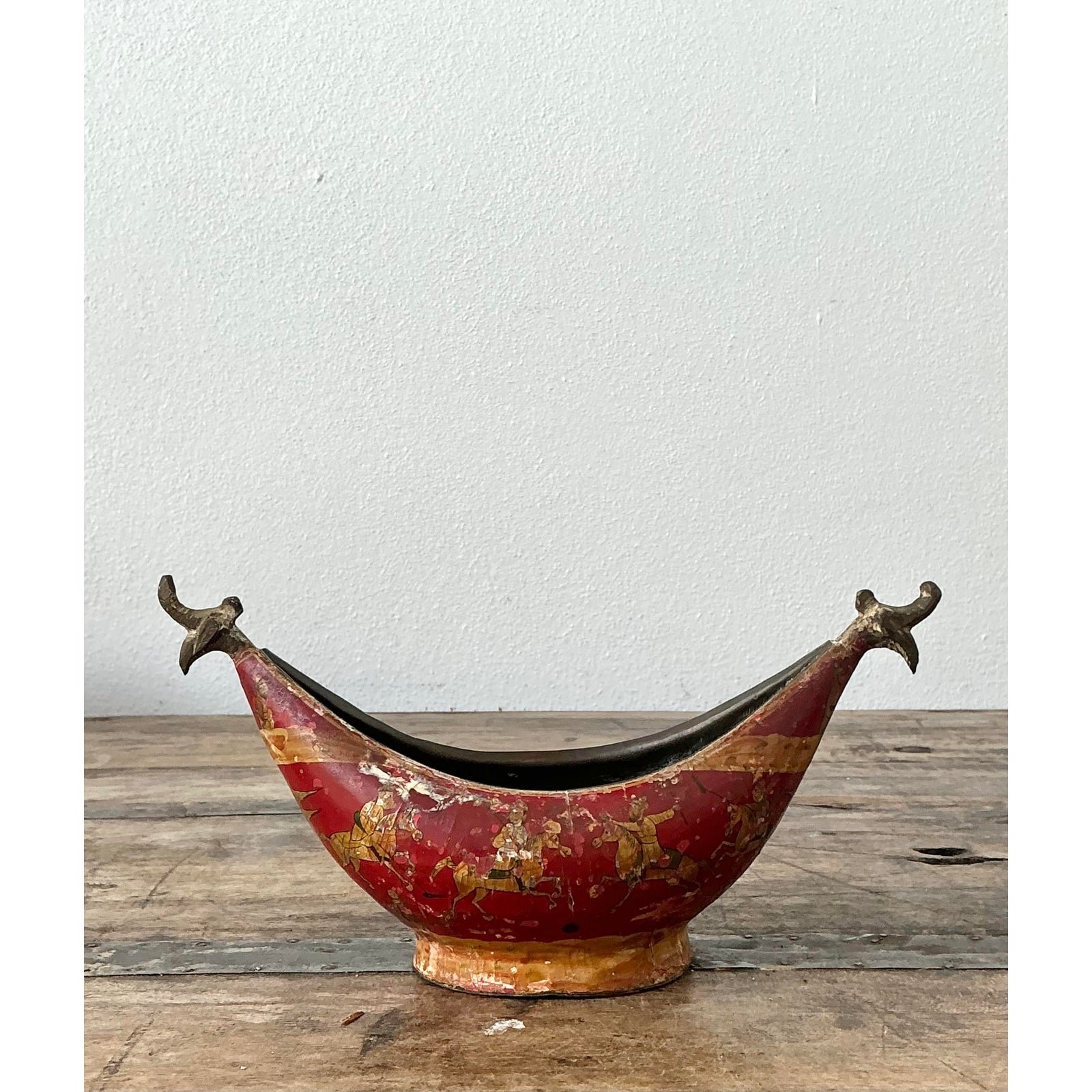 Vintage Chinoiserie Brass Bowl - Back view