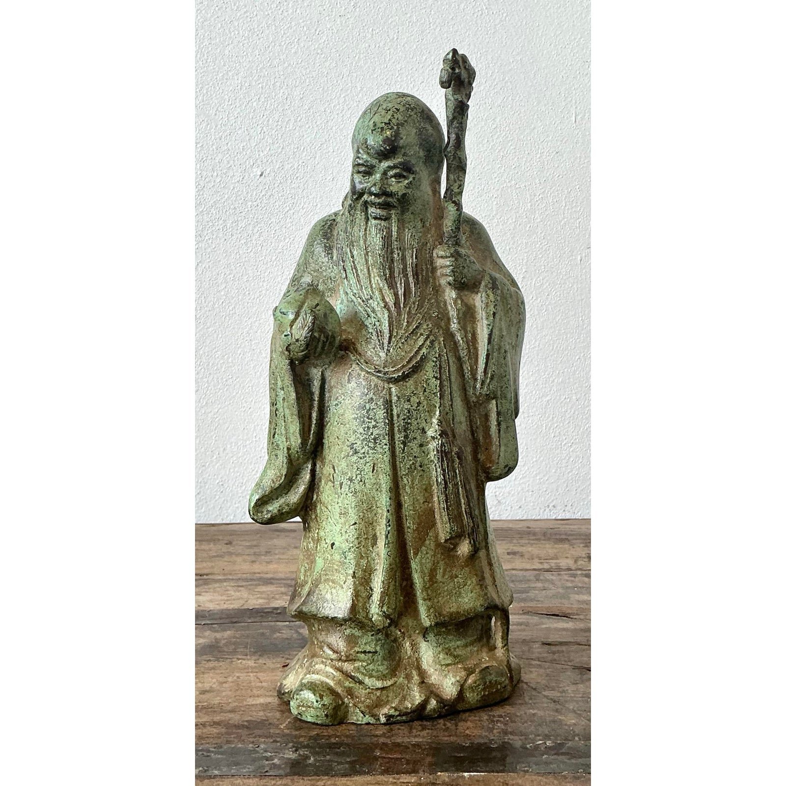 Vintage Asian Patinated Bronze Character - Detail view