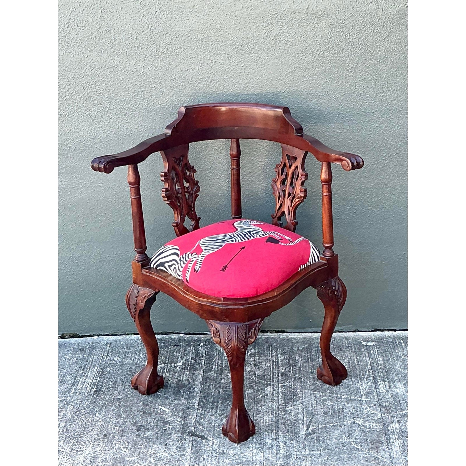 Vintage Claw and Ball Corner Chair - Back view