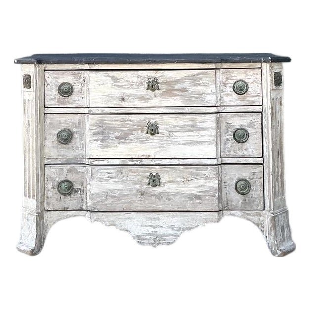 Vintage Patinated Gustavian Serpentine Chest of Drawers
