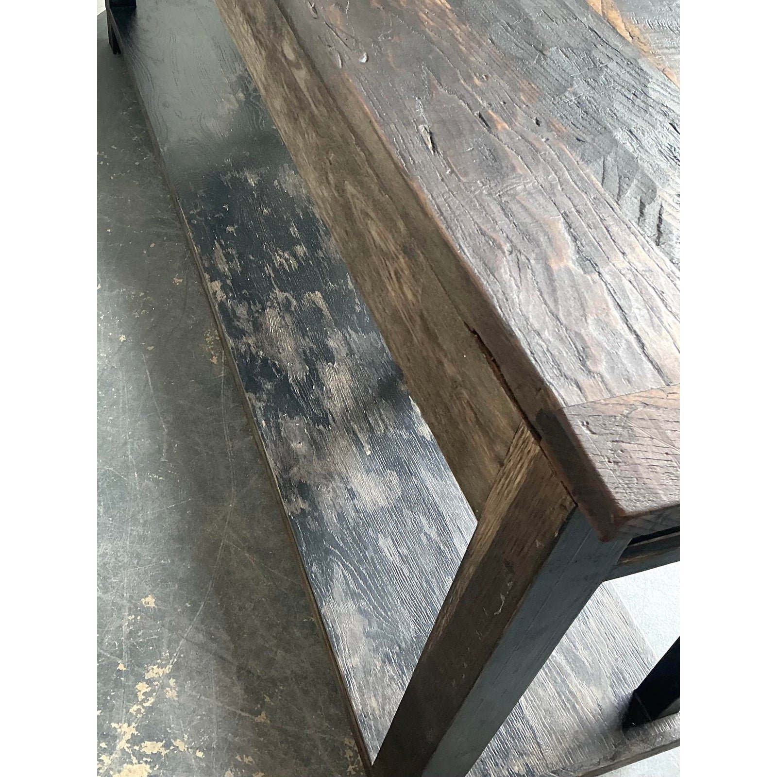 Vintage Patinated Long Console Table - Top view