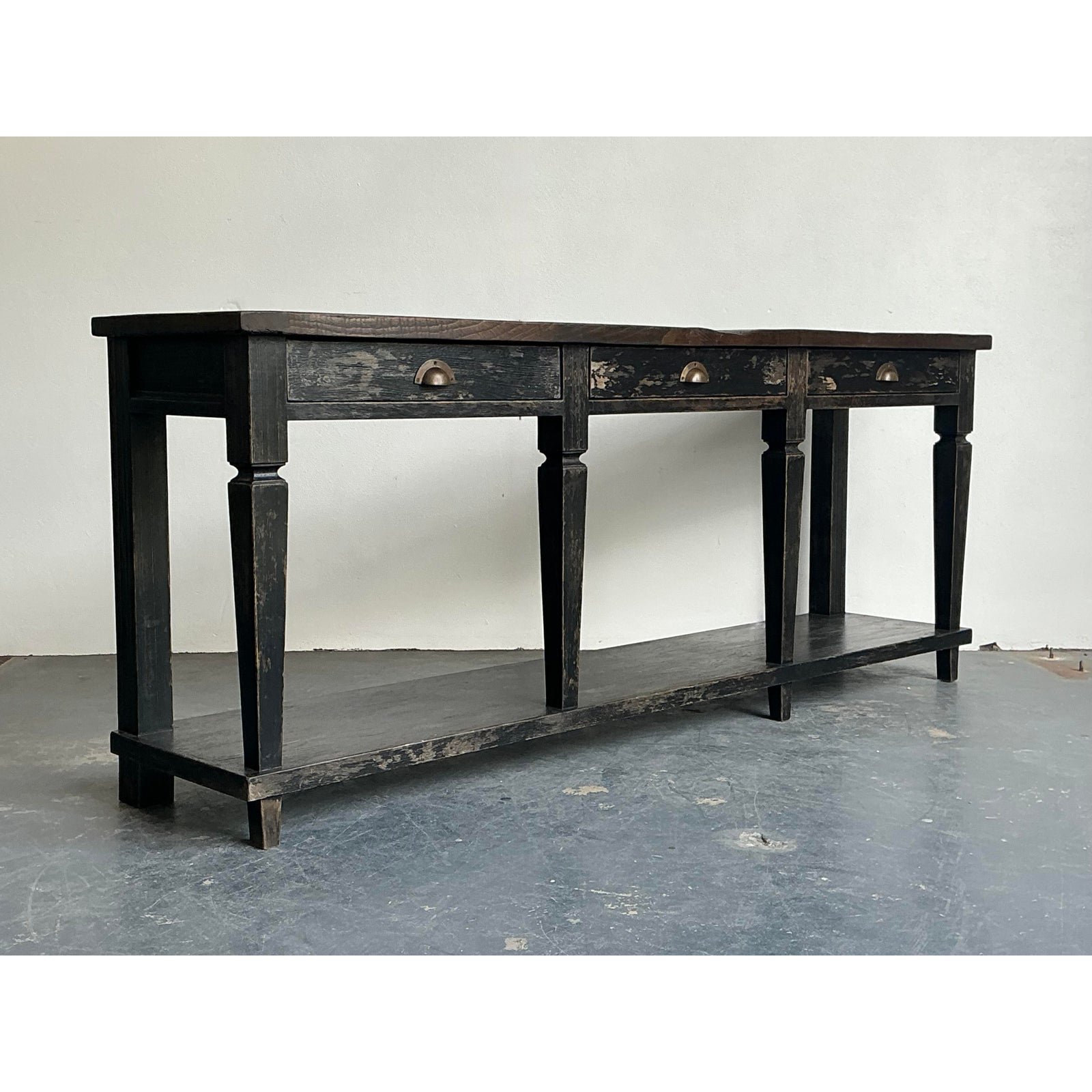 Vintage Patinated Long Console Table - Detail view