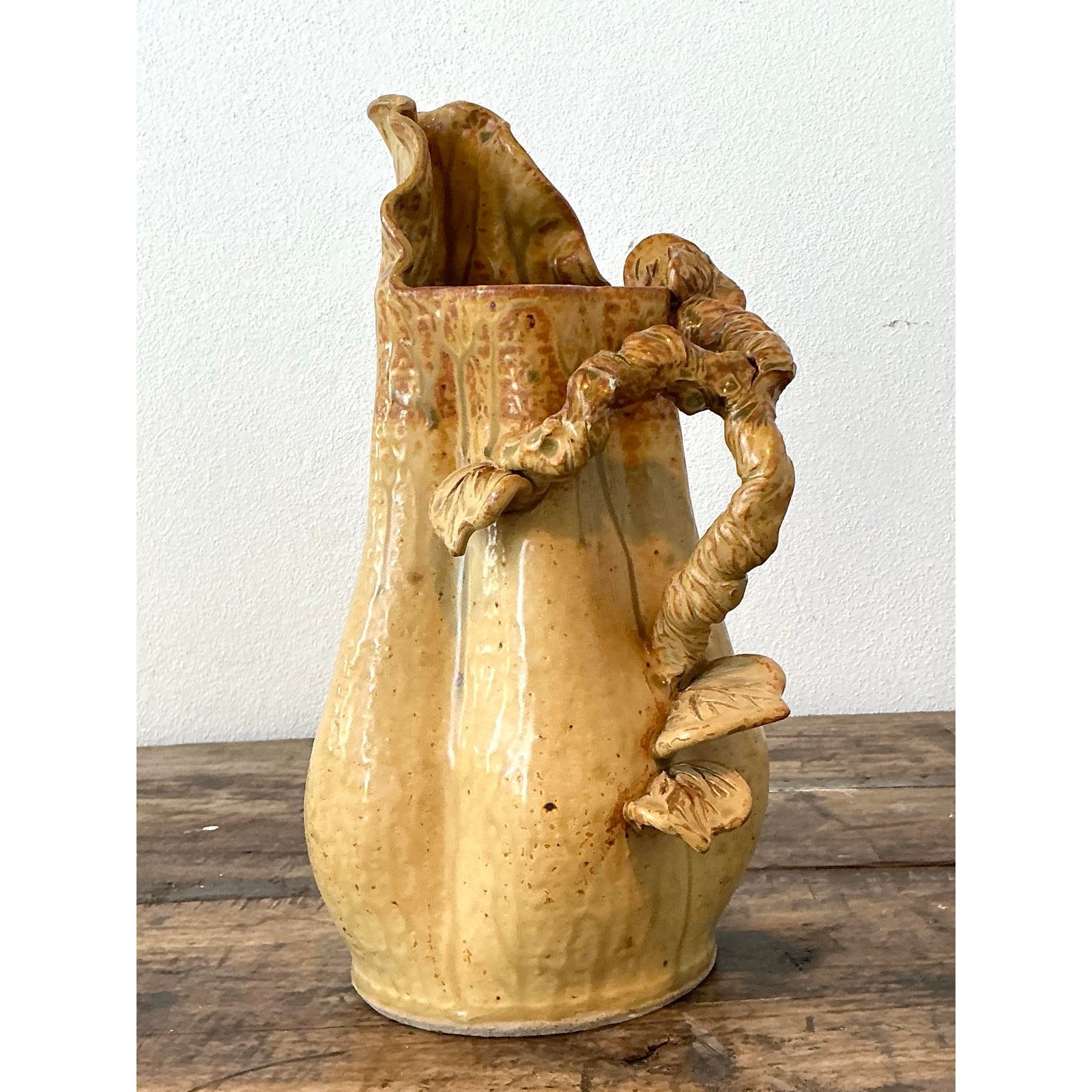 Vintage Original Studio Pottery Pitcher - Side view
