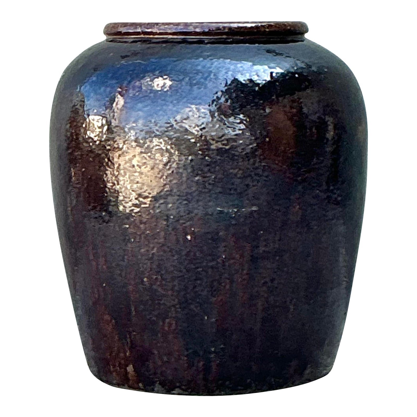 Vintage Glazed Ceramic Martaban Urn