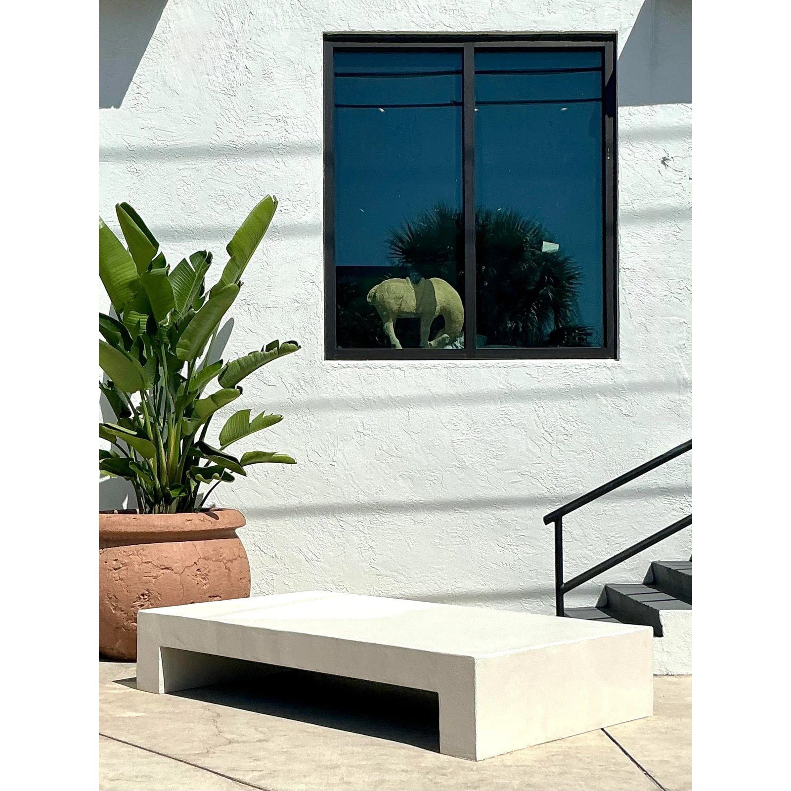 Boho Monumental Textured Concrete Coffee Table - Back view