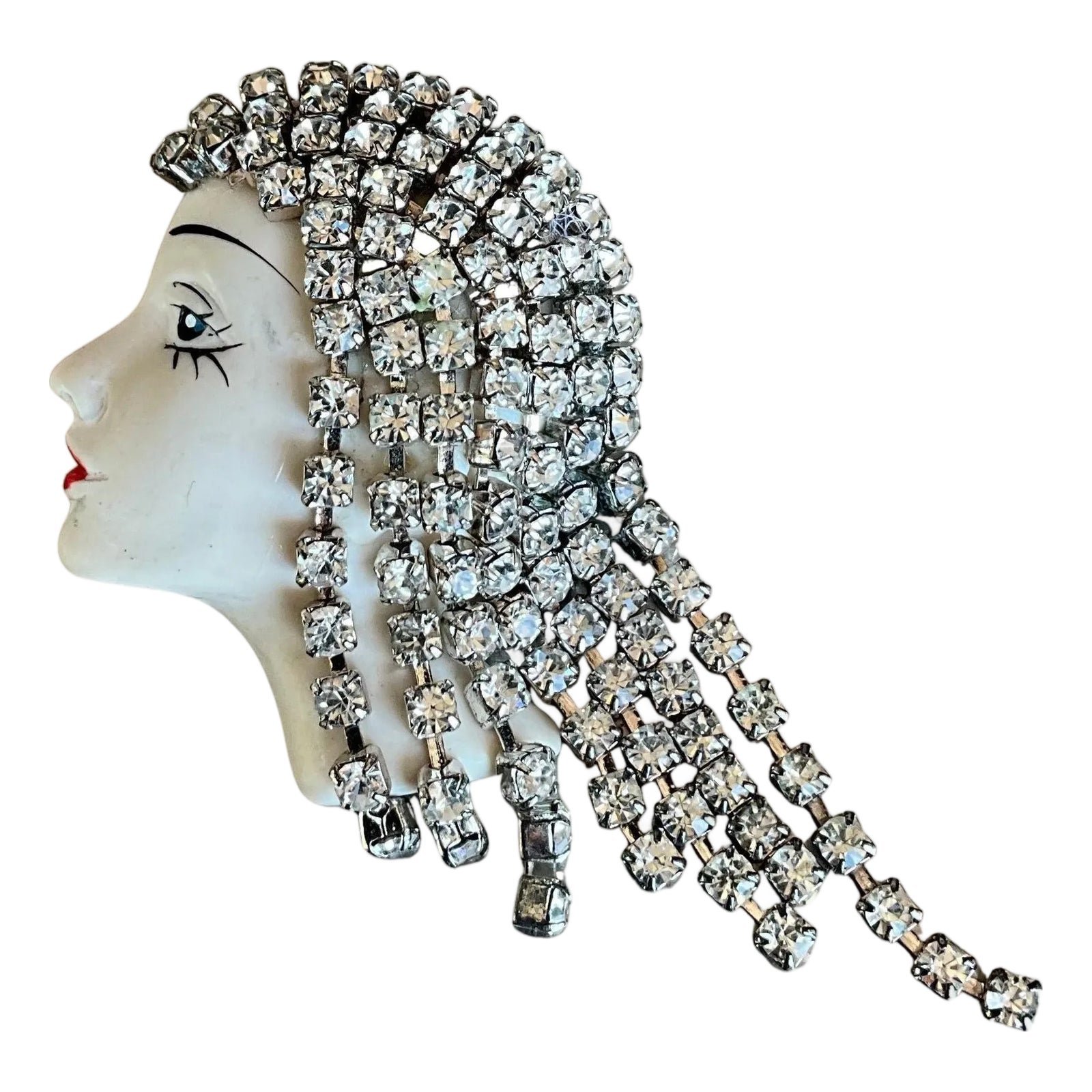Vintage Art Deco Rhinestone Flapper Brooch