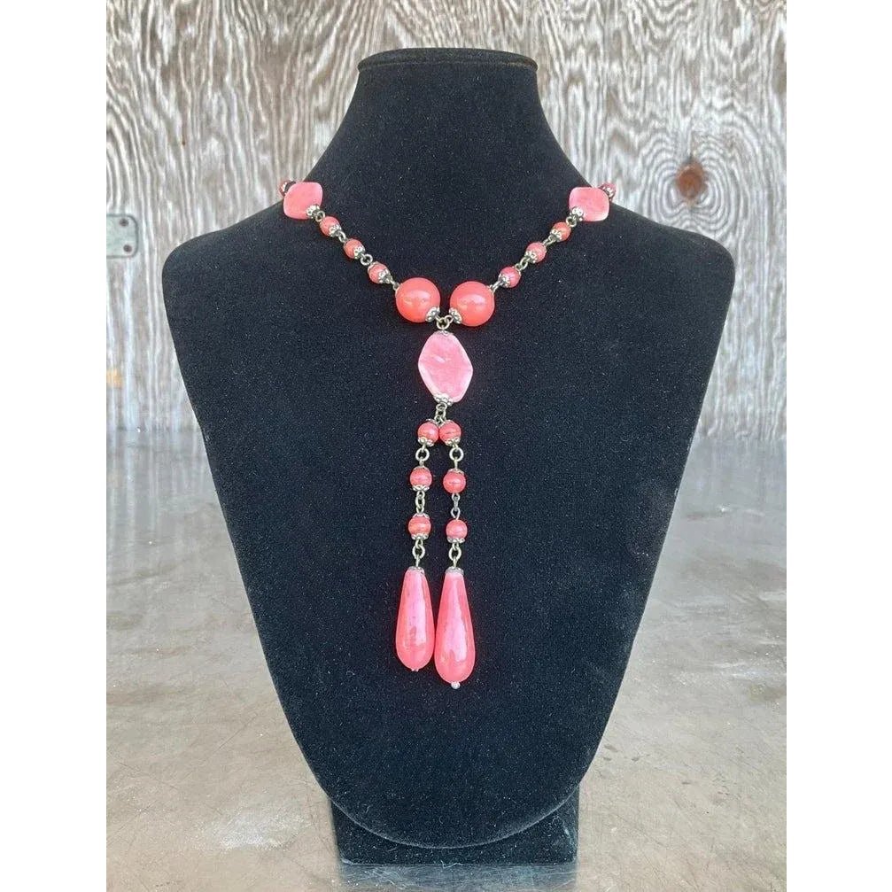 Late 20th Century Vintage Gemstone Beaded Necklace - Top view