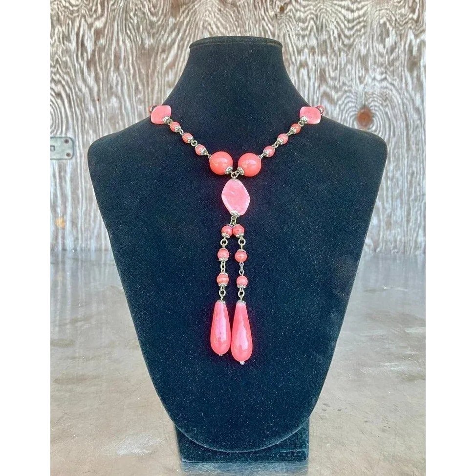 Late 20th Century Vintage Gemstone Beaded Necklace - Detail view