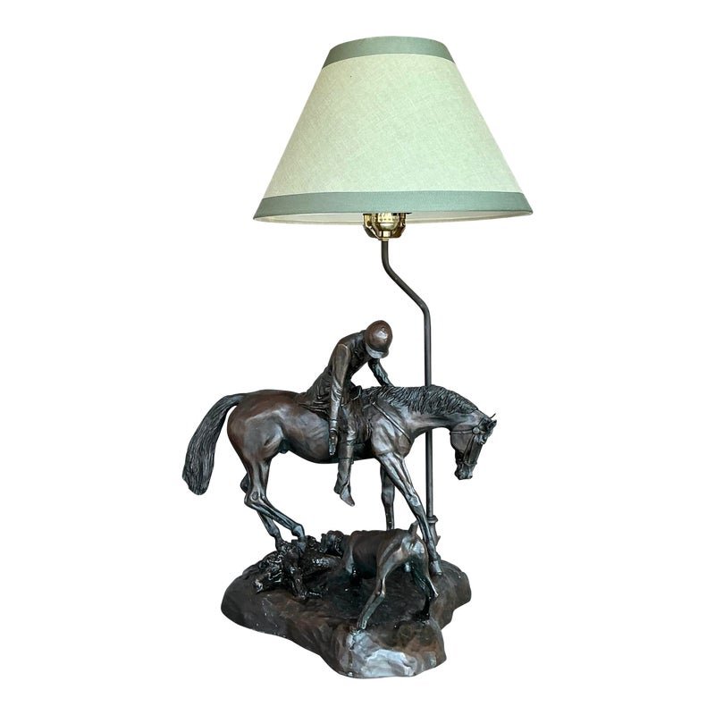Vintage Boho Bronze Horse and Rider Lamp