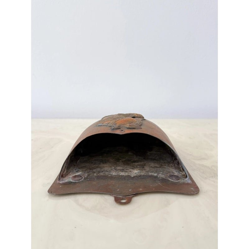 Vintage Embossed Copper Gladiator Wall Pocket - Top view