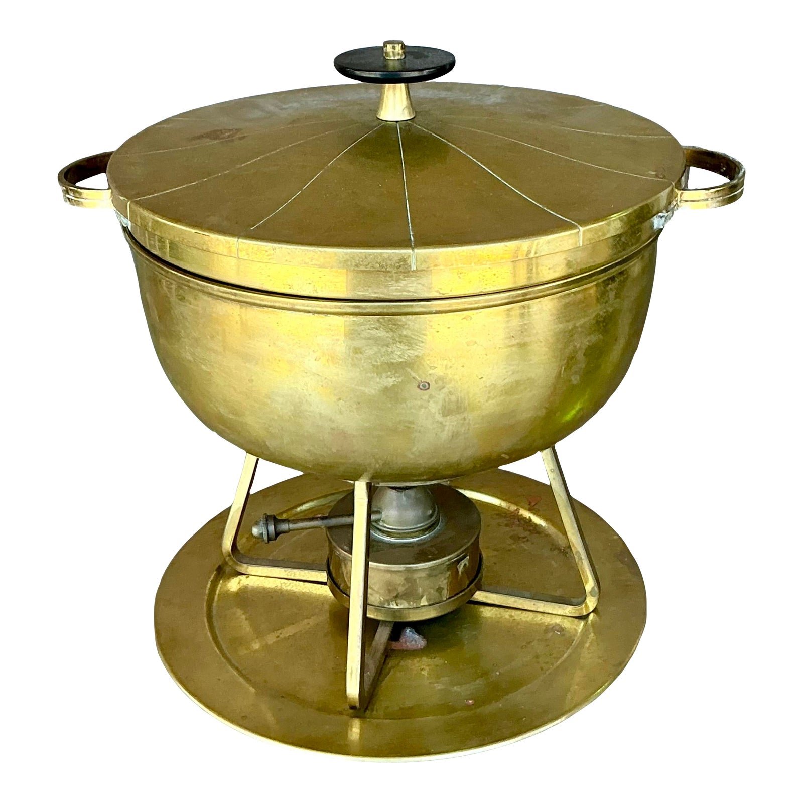 Vintage Mid-Century Modern Brass Chafing Dish After Tommi Parzinger