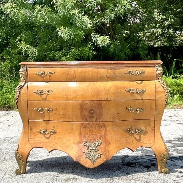 Vintage Regency Burl and Ormolu Commode - Back view