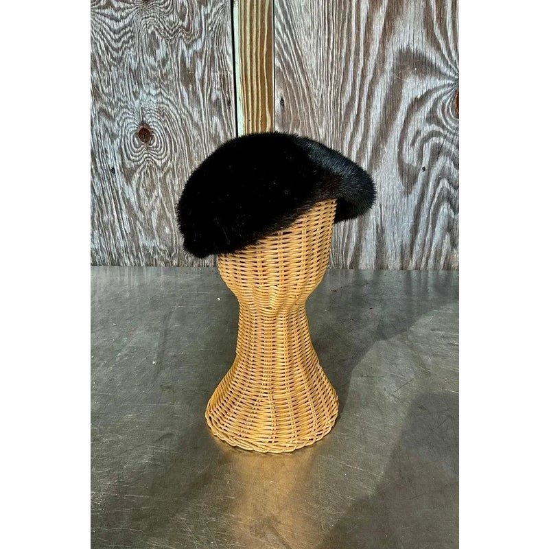 Vintage Genuine Mink Fur Hat - Top view