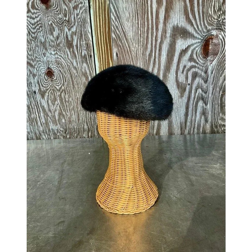 Vintage Genuine Mink Fur Hat - Back view