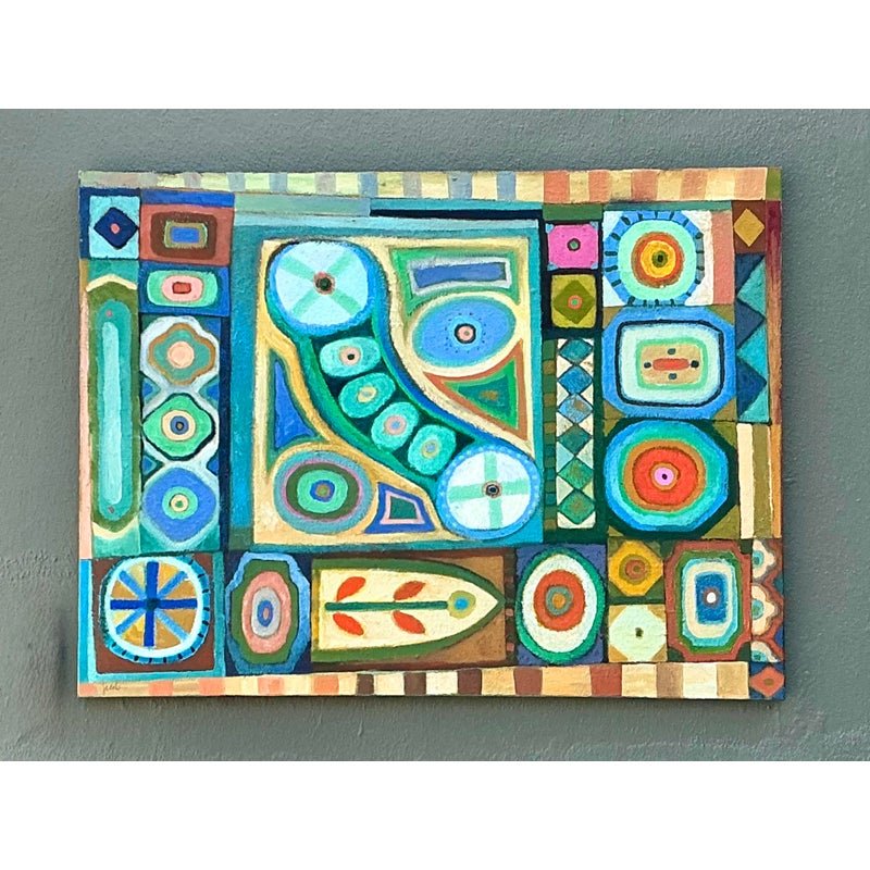 Vintage Original Abstract Oil Painting on Canvas - Detail view