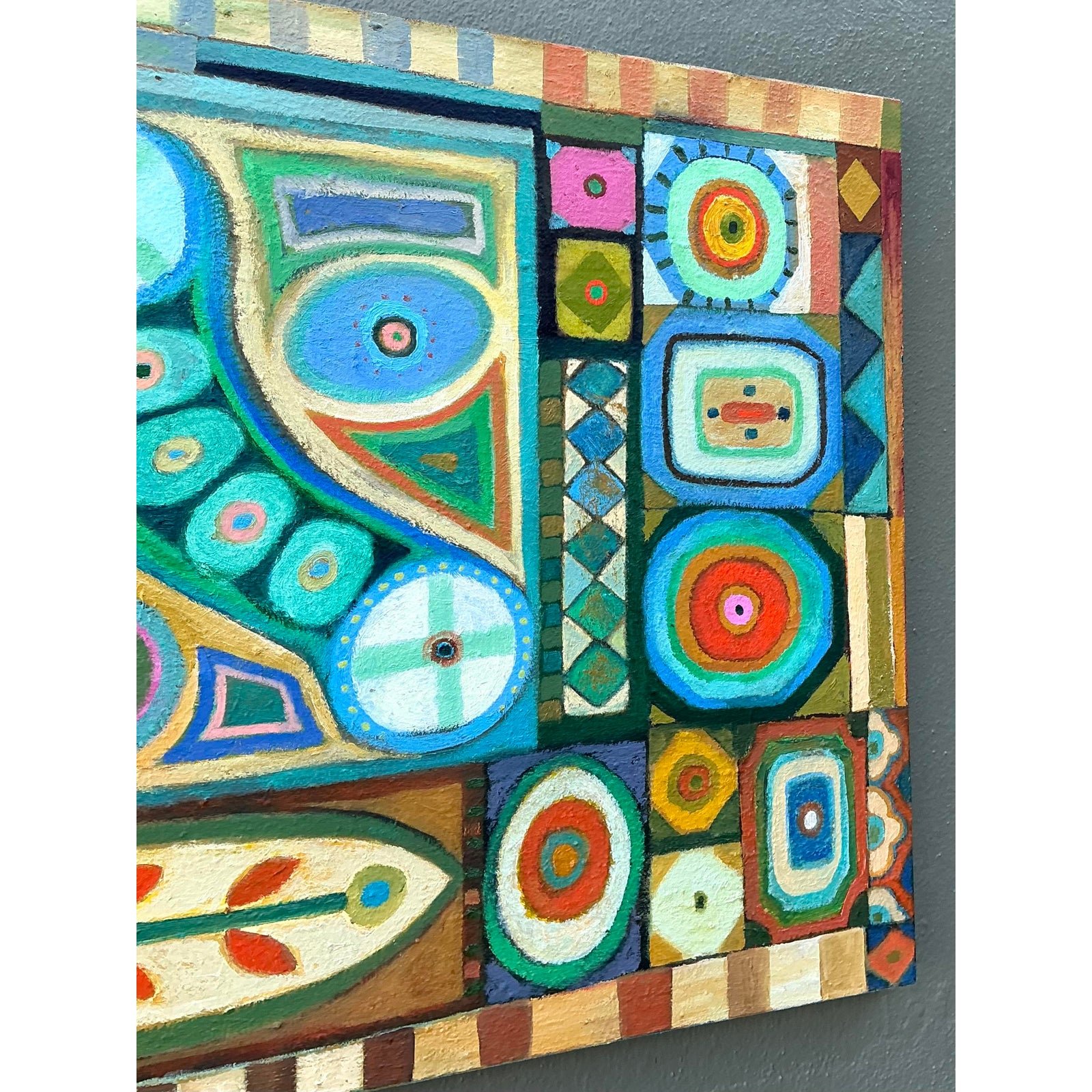 Vintage Original Abstract Oil Painting on Canvas - Side view