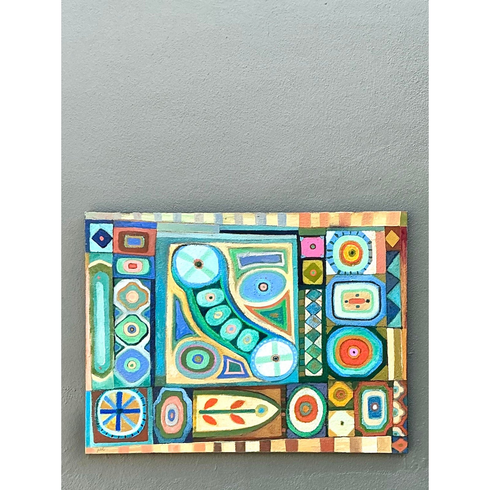 Vintage Original Abstract Oil Painting on Canvas - Back view