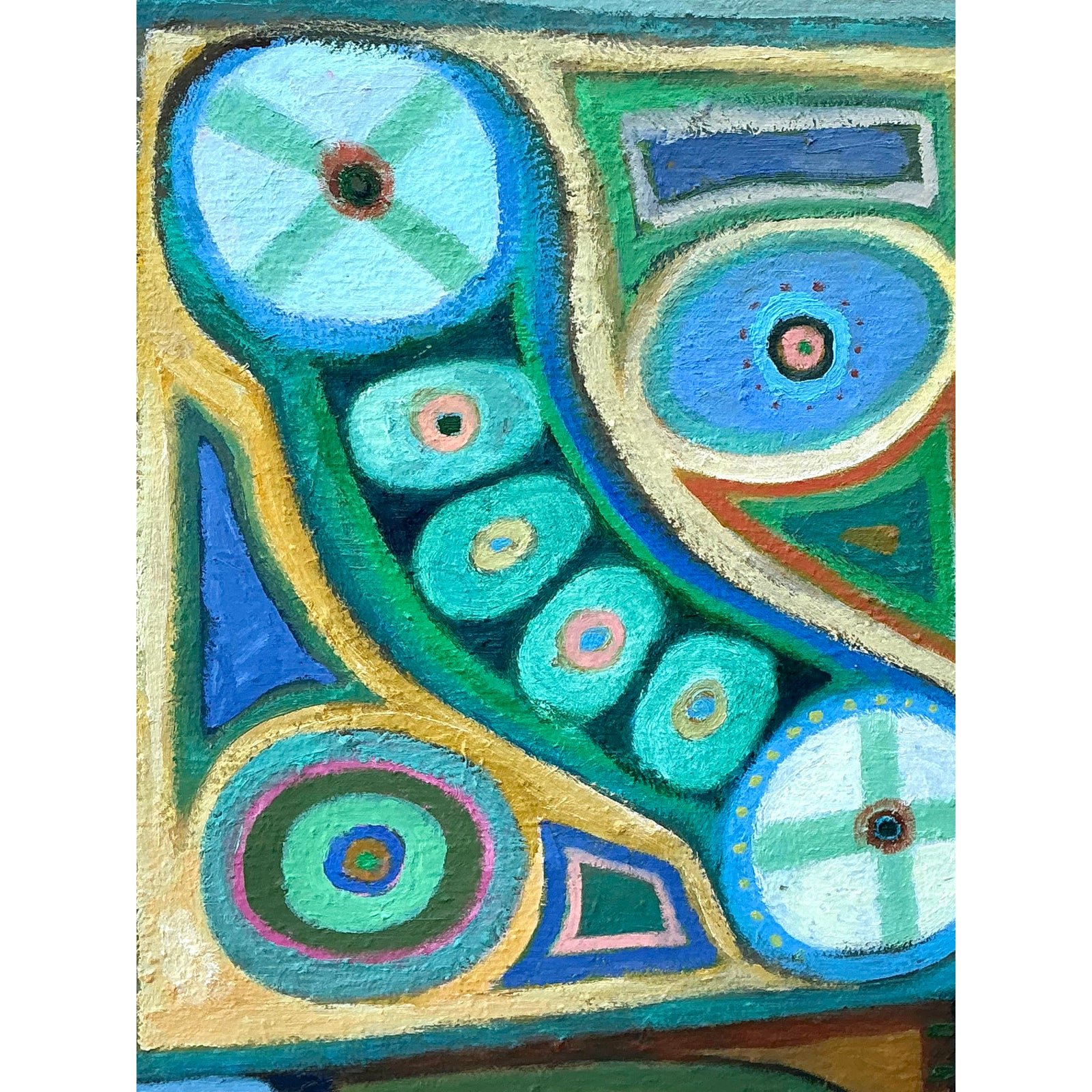 Vintage Original Abstract Oil Painting on Canvas - Top view