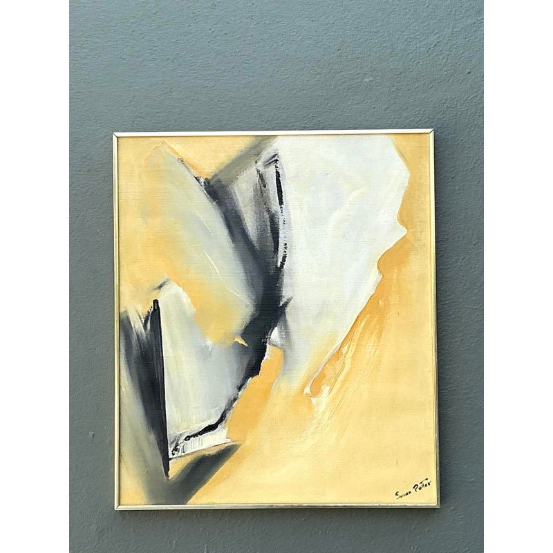 Vintage Original Abstract Oil Painting on Canvas - Detail view